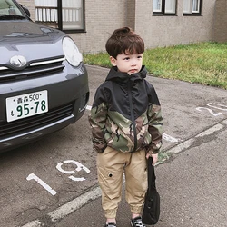 Kids Clothing Autumn New Korean Baby Boy Jacket Children Handsome Hooded Coat Camouflage Jacket Windbreaker