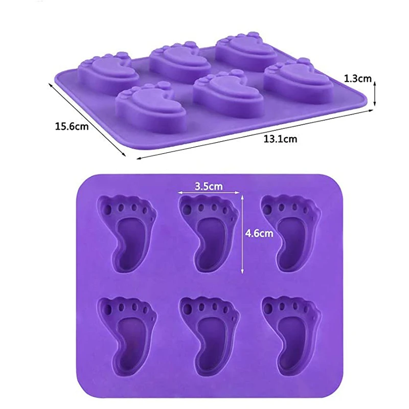 Baby Foot Print Silicone Soap Mold Footprint Shaped Chocolate Candy Mould Lotion Bar Jello Ice Cube Tray Cookie Pan Shower Party