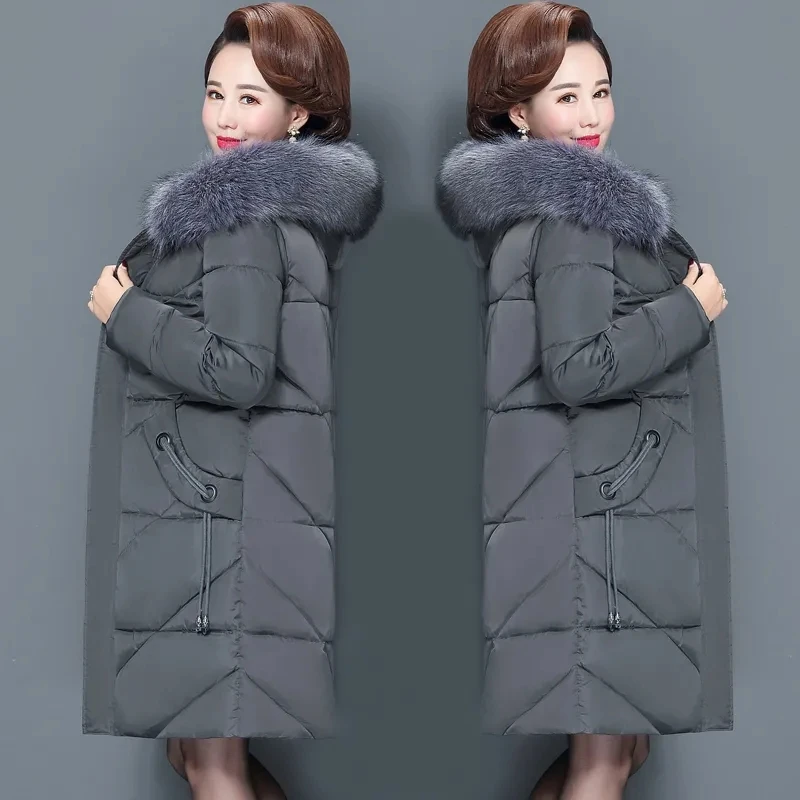 Nice Winter Women Coat Parka Oversize 6xl Women Winter Jacket Fur Collar Female Jacket Slim Cotton-Padded Long Jacket Outerwear