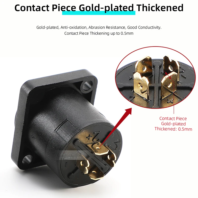 Avssz D-type Vier Poriën Speaker Connector Adapter Metalen Paneel Nikkel Vergulde Puur Koperen Contacten Stuk Audio Speakon socket
