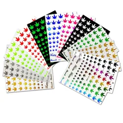 1 adet 3D renkli akçaağaç yaprağı Nail Art Sticker Neon ot Pot çıkartma Modern yaprak altın/gümüş/yeşil/Siyah/beyaz yapışkanlı tırnak kaymak