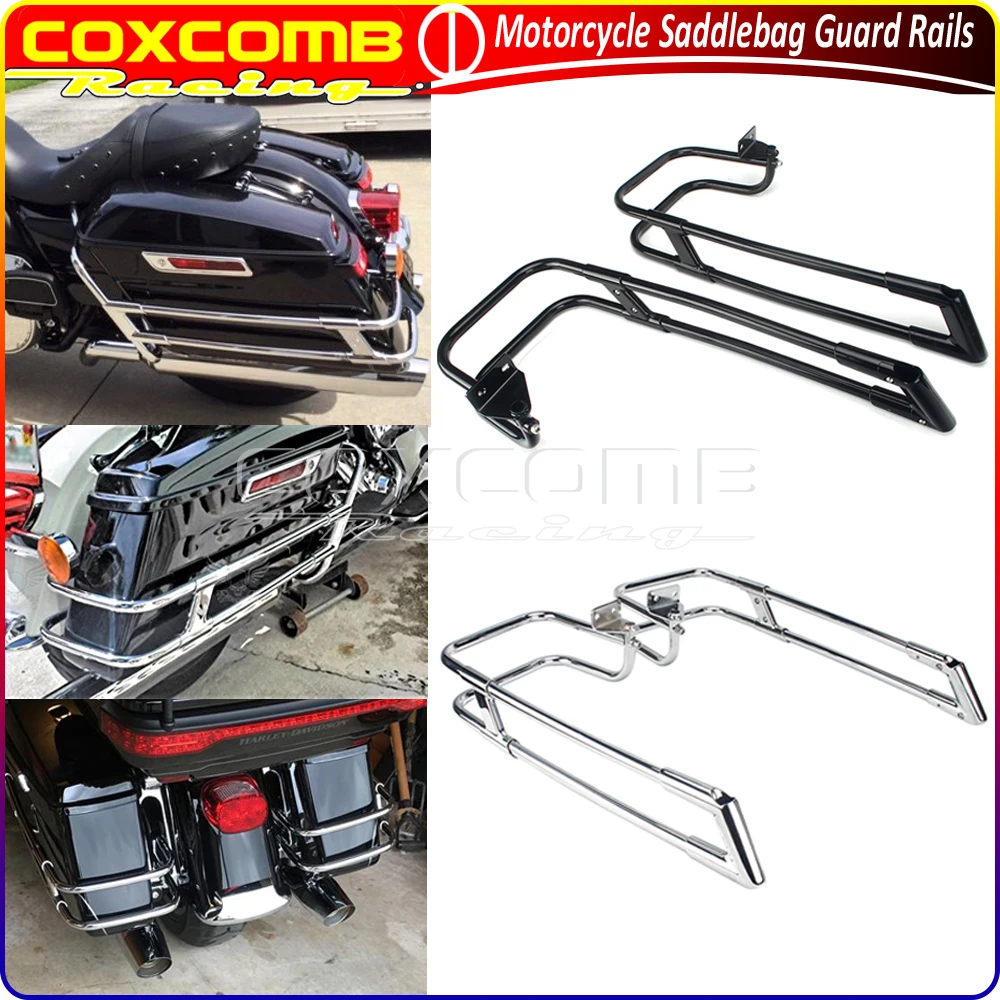 

For Harley Touring Road King Road Glide FLHTK FLHTCU FLHTKL 2014-2021 Motorcycle Black/Chrome Rear Side Saddlebag Guard Rail