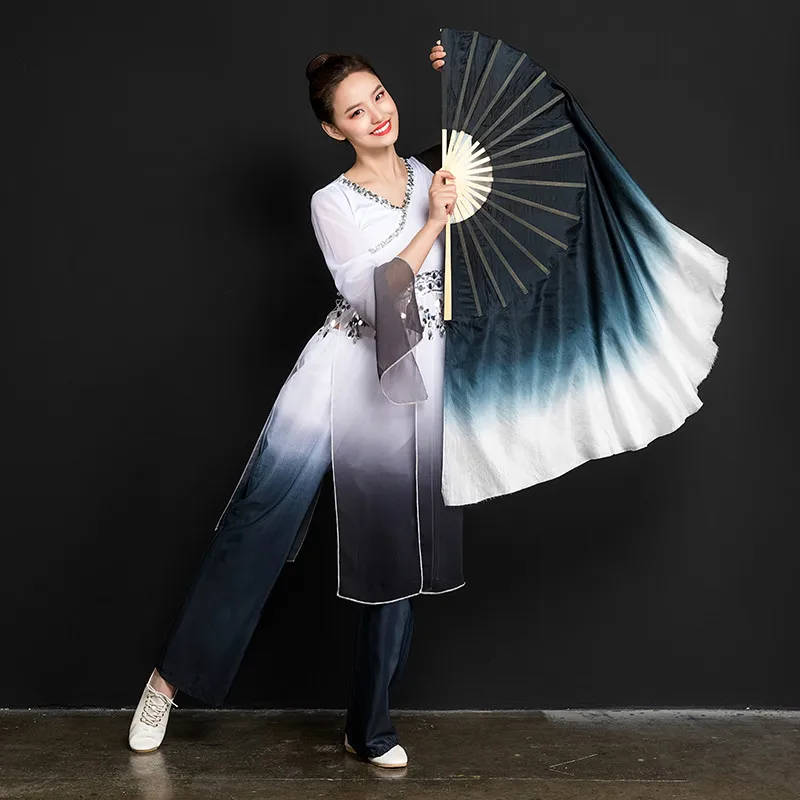 

Dance Fan Classical Folk Ink Dance Fan Foldable Lengthened Black and White Gradient Color Dance Fan Abanicos Para Boda Abanico