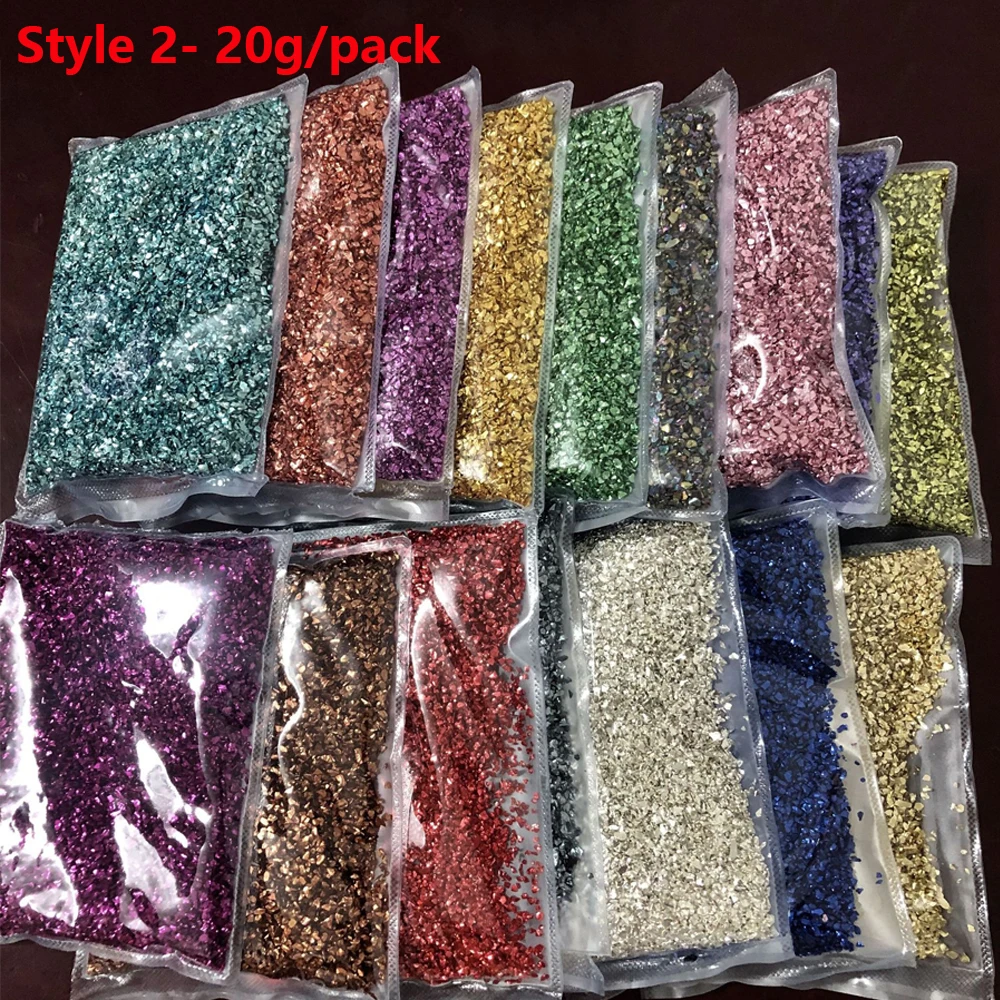 40g Fiocchi di pietra d\'oro finto Vetro metallico Glitter Resina epossidica Stampo Art Decor Materiale da otturazione Per resina fai da te Art