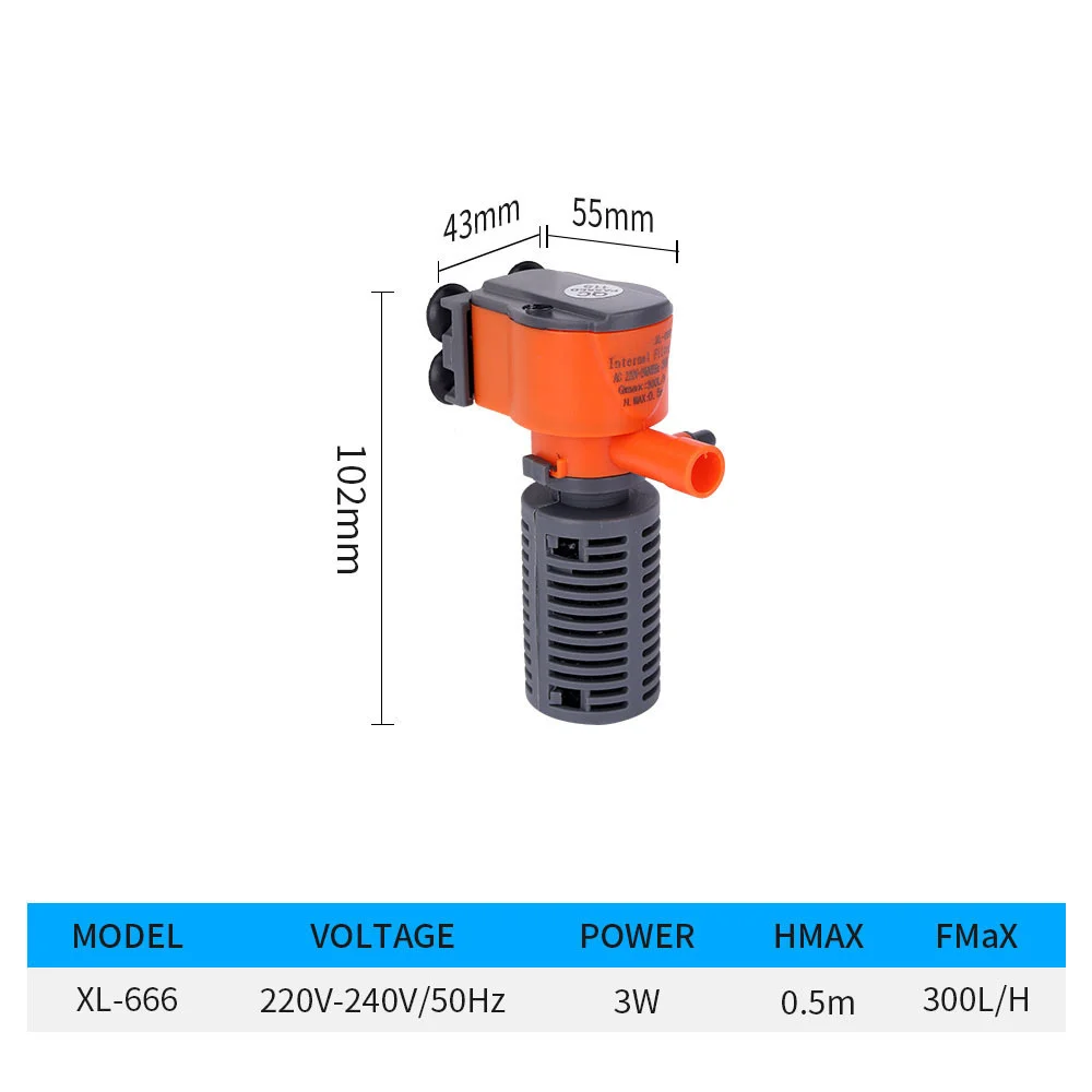 Xilong XL-666/777A Mini Pumping Oxygen Filter Pump With Rain Pipe Submersible Filtre Aquarium Fish Tank Sponge Aquarism Stuff