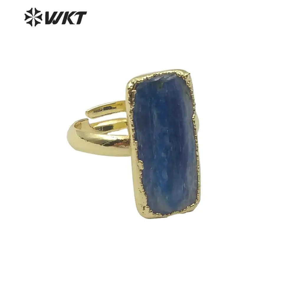 

WT-R350 Gorgeous Natural Blue Kyanite Ring Women Popular Randomly Shape Stone Accessories In Adjustable Size