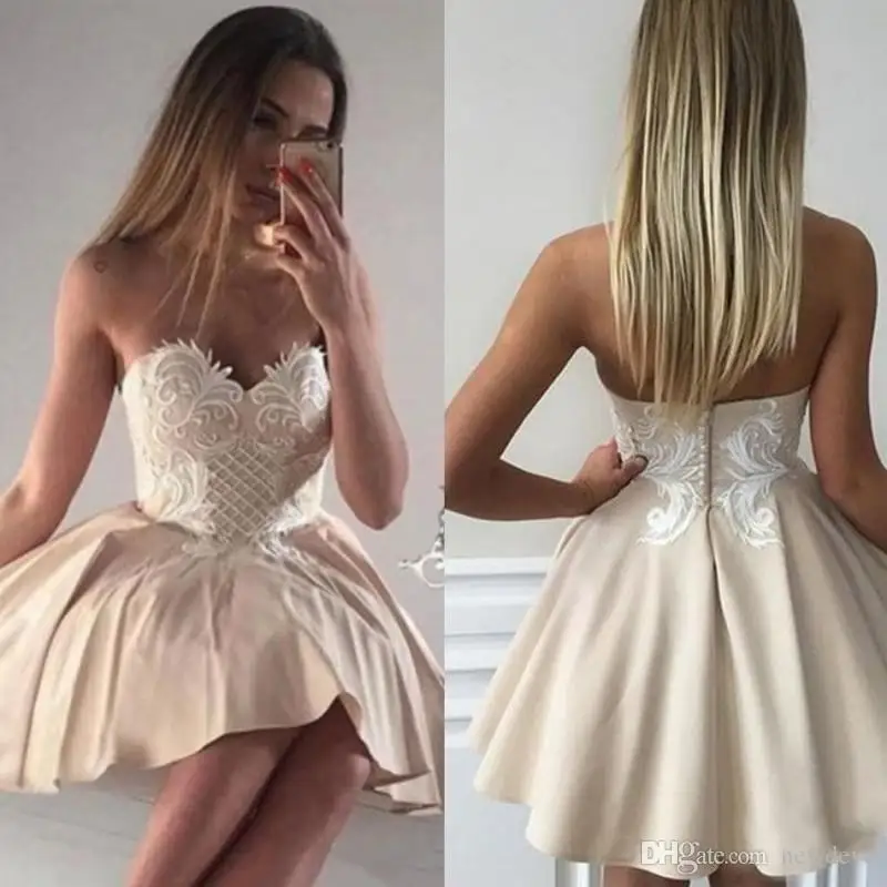 Cheap Lace Puffy Skirt Homecoming Dresses Free Shipping Backless Prom Gowns Sweetheart Cocktail Dress For Teens