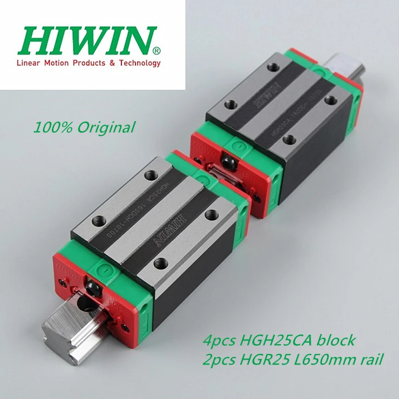 

2pcs ORIGINAL HIWIN Linear Rail HGR25 L650mm + 4pcs HGH25CA linear carriage slide block