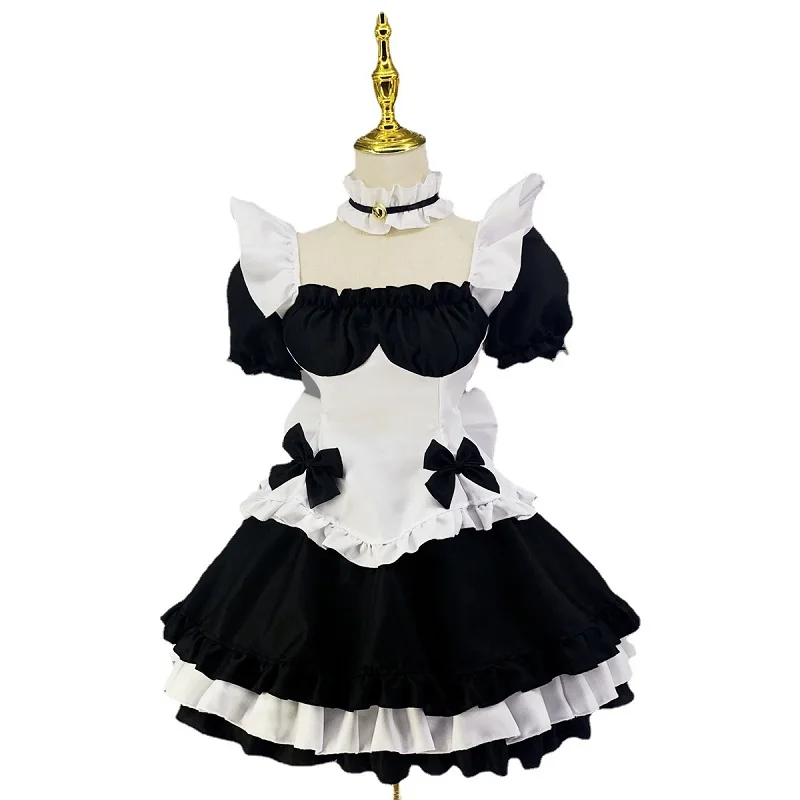 Maid Skirt Costumes para Mulheres e Meninas, Amine Cosplay Costume, Bowknot Francês, Preto e Branco, Chocolate, Waitress Party, S-5XL