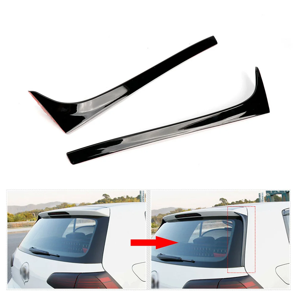 2PCS ABS bright black Car Rear Window Spoiler Side Wing For VW Golf 7 MK7 2014-2018