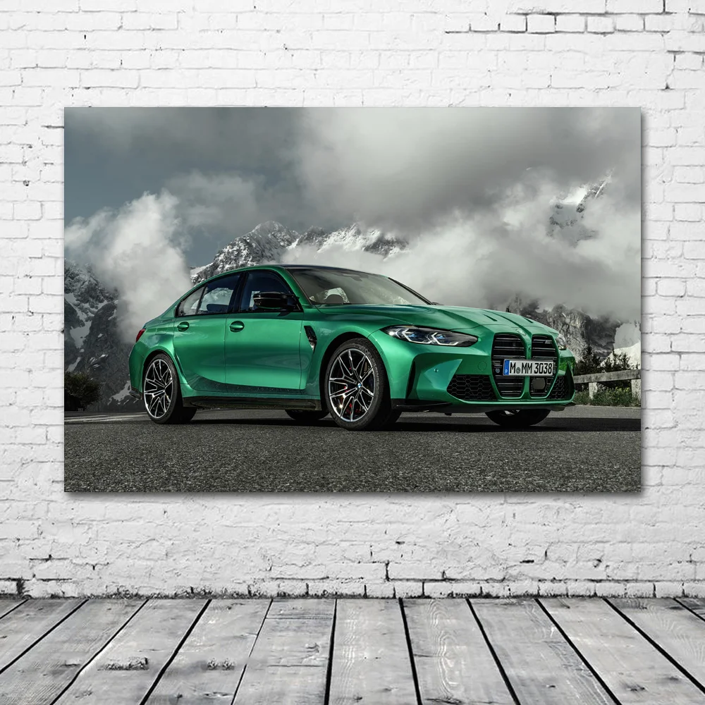 Supercar poster M3 competition green metal sports car wall art picture print living room decoration painting