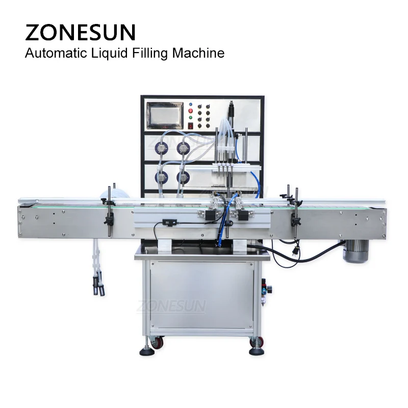 ZONESUN Fully Production Line Automatic Liquid Bottle Filling Capping Labeling Turntable Packing Machine for Beverage Soap Oil
