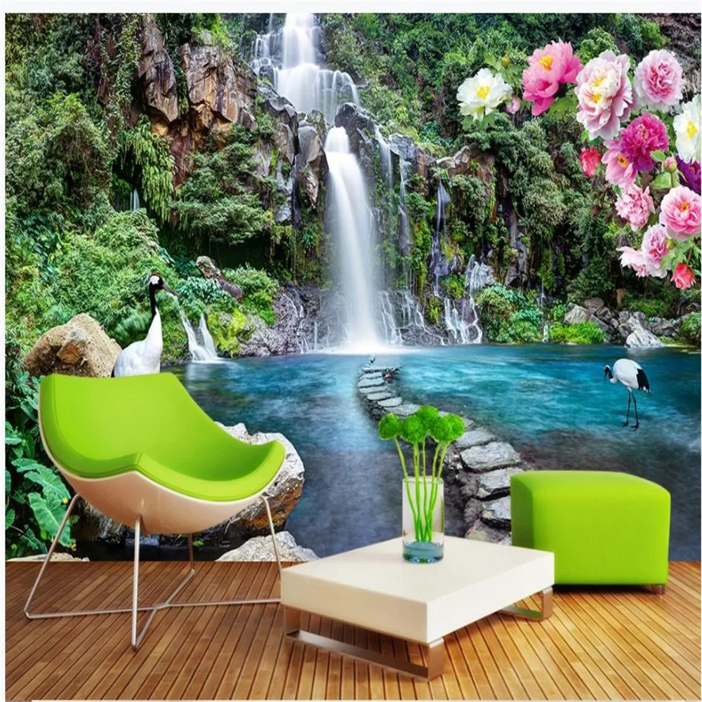 

custom photo wallpaper Waterfall 3D stereo mural landscape wallpapers background wall 3d landscape wallpaper