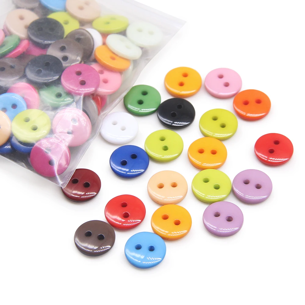 100pcs/lot Resin Sewing Button Round 9/10/11mm Sew On Button Accessories Handmade Children Button Crafts DIY