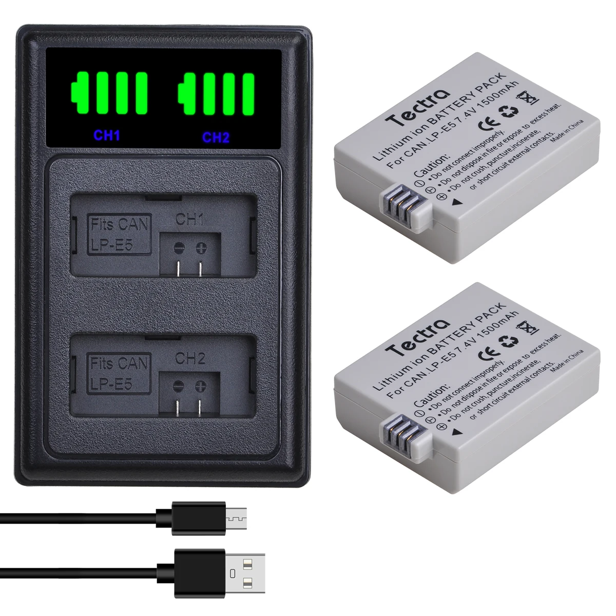 1500mAh LP-E5 LPE5 LP E5 Li-ion Battery+LED USB Dual Charger for Canon EOS Rebel XS Rebel T1i Rebel XSi 1000D 500D 450D L10