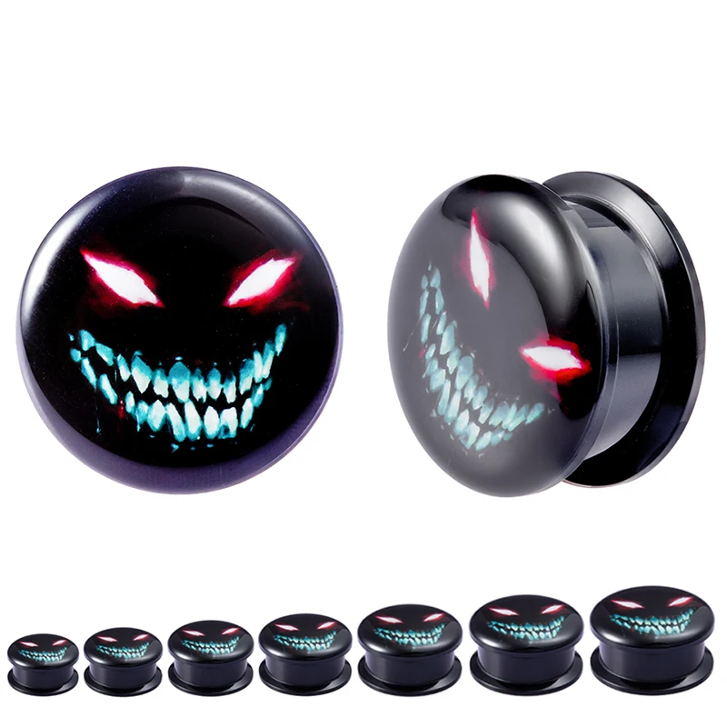 2PCS Acrylic Screw Punk Ear Gauges Plugs Black Ear Expanders Double Flared Ear Stretcher Piercing Ear Tunnel Jewelry In Body