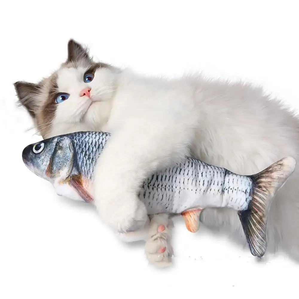 Natale 30CM gatto giocattolo pesce USB ricarica elettrica simulazione danza salto in movimento Floppy pesce gatto giocattolo per gatti giocattoli Interactiv