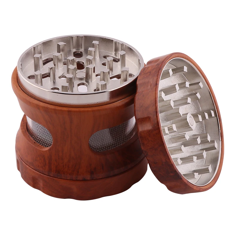 63mm Wooden Resin 4 Layers Tobacco Grinder Herb Tobacco Crusher Spice Grinder Drum Shape Smoke Accessories