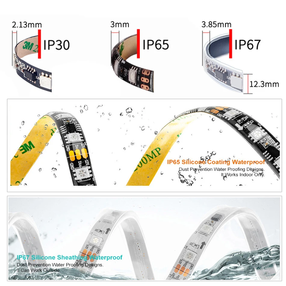 1m 5m DC12V WS2811 5050 RGB adresowalna taśma pikselowa Led Light pełna kolorowa wstążka elastyczna cyfrowa taśma Led taśma zewnętrzna IC