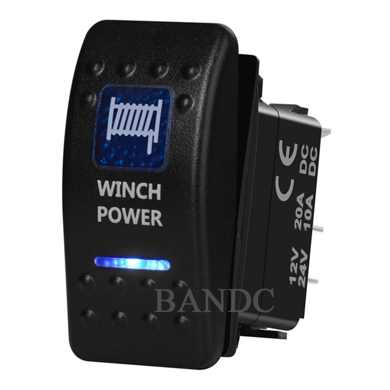 

WINCH POWER Rocker Switch 5P On-Off Dual Blue Led Lamp for Car Boat Marine Vehicle Yacht Ship, Waterproof, Switch Accessories