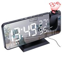 LED Digital Alarm Clock Radio Projection Temperature And Humidity Mirror Clock Watch Table Despertador Electronic Desktop Clocks