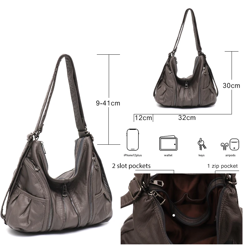 CEZIRA moda donna lavato zaino in PU borse a tracolla in morbida pelle vegana tasche multiple zaino scuola grande Hobo femminile Casual