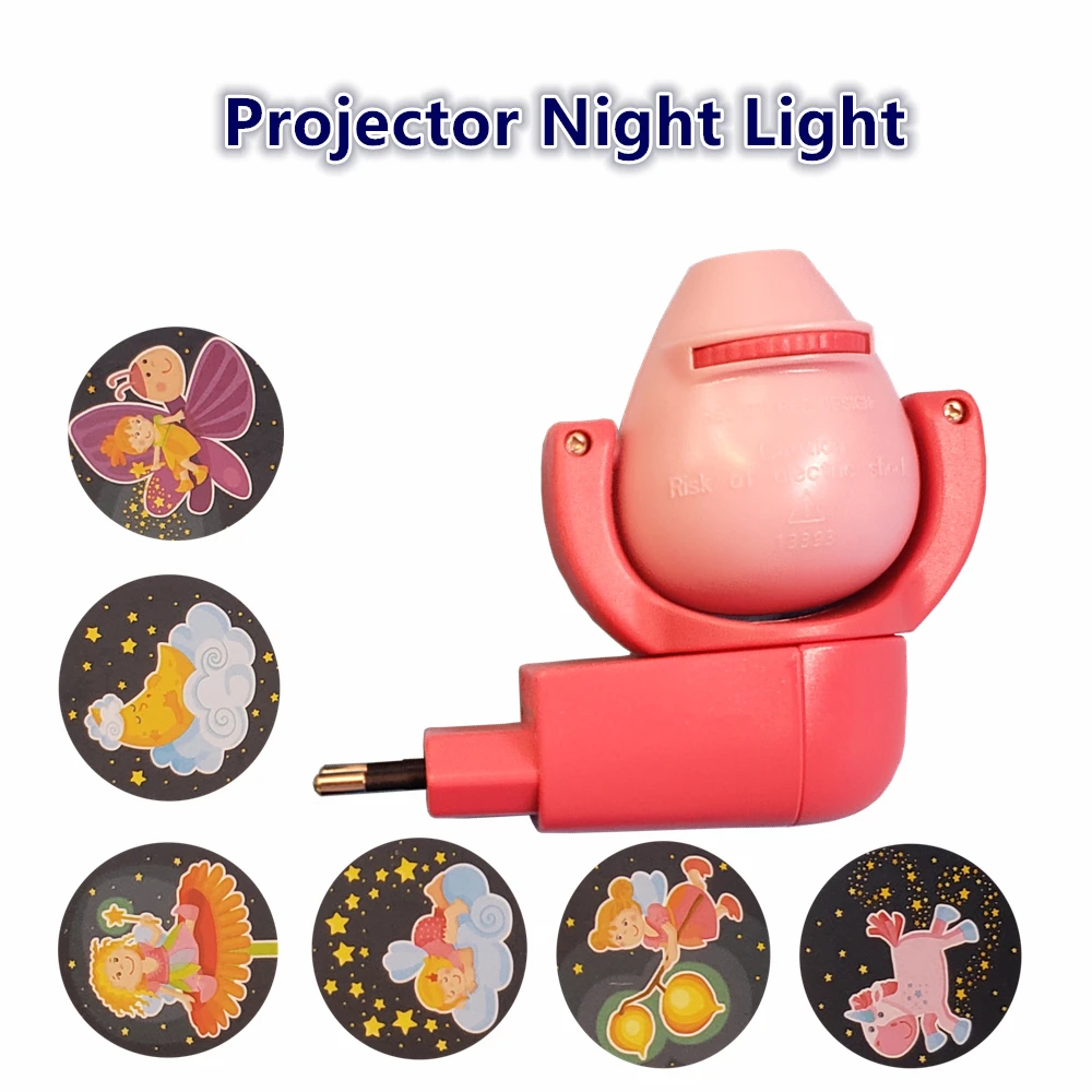 Night Light LED Projector 6 images Photocell Sensor EU plug Night Light Lamp for Kids Children baby Bedroom Decoration Lighting