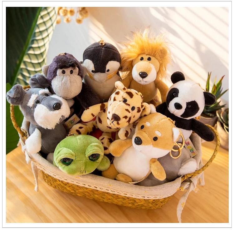 new 10-15cm plush Animal pendant cute doll tiger tiger lion monkey dinosaur rabbit panda good quality Car keychain decoration