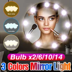 LED Makeup Mirror Light Bulb Dressing Table Lamp Dimmable Home Bedroom Bathroom Mirrors Decoration Lighting White/Pink USB DC 5V