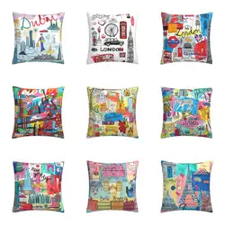Nordic graffiti cushion cover, linen pillow cover, sofa cushion cover decoration 40x40 45x45 50x50 60x60, can be customized