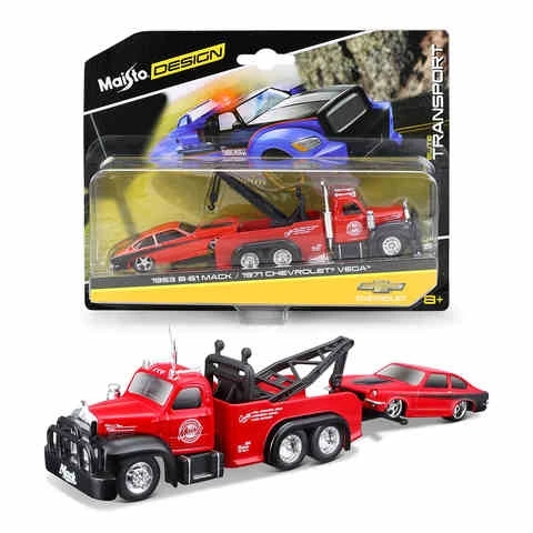 Maisto Design Tractor-Trailer Diecast Toy 1/64 Alloy Model Car Model Vehicle with Case Gifts For Kids Boys and Girls