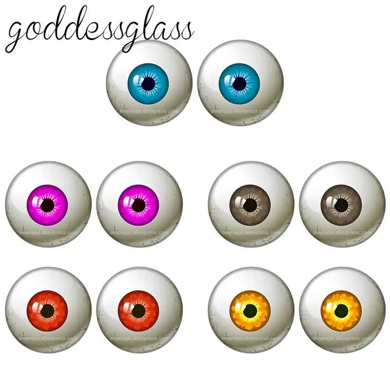 5pairs glass eyes cabochons Round 12mm/18mm/20mm/25mm Dome Dragon Eye Dragon Cat Eye Toys  DIY Jewelry Accessory MIX Pupil Eye