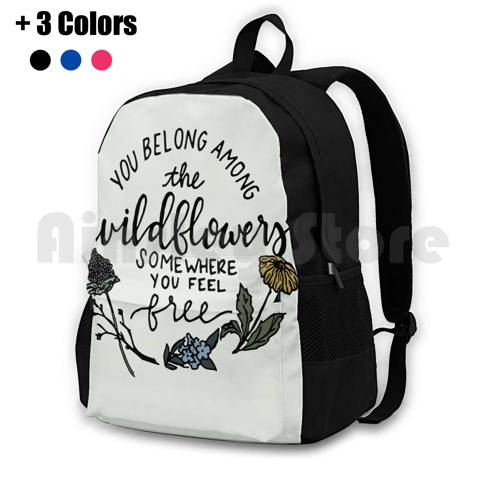 Among The Wildflowers Outdoor Hiking Backpack Waterproof Camping Travel Music Lyrics Classic Wildflowers Flowers Pretty Floral