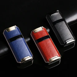 Arc Electronic USB Recharge Luxury Metal Leather Electric  Lighter For Friend Birthday Wedding Gift Father