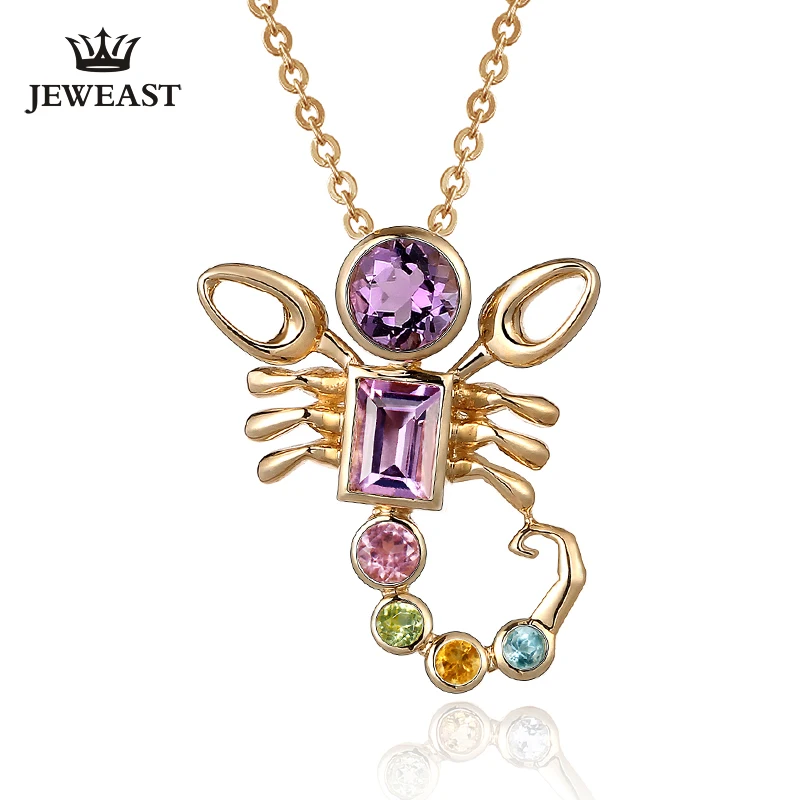 

ENZO Scorpio Natural Amethyst 9K Pure Gold Pendant Real AU 750 Solid Gold Upscale Trendy Classic Fine Jewelry Hot Sell New2023