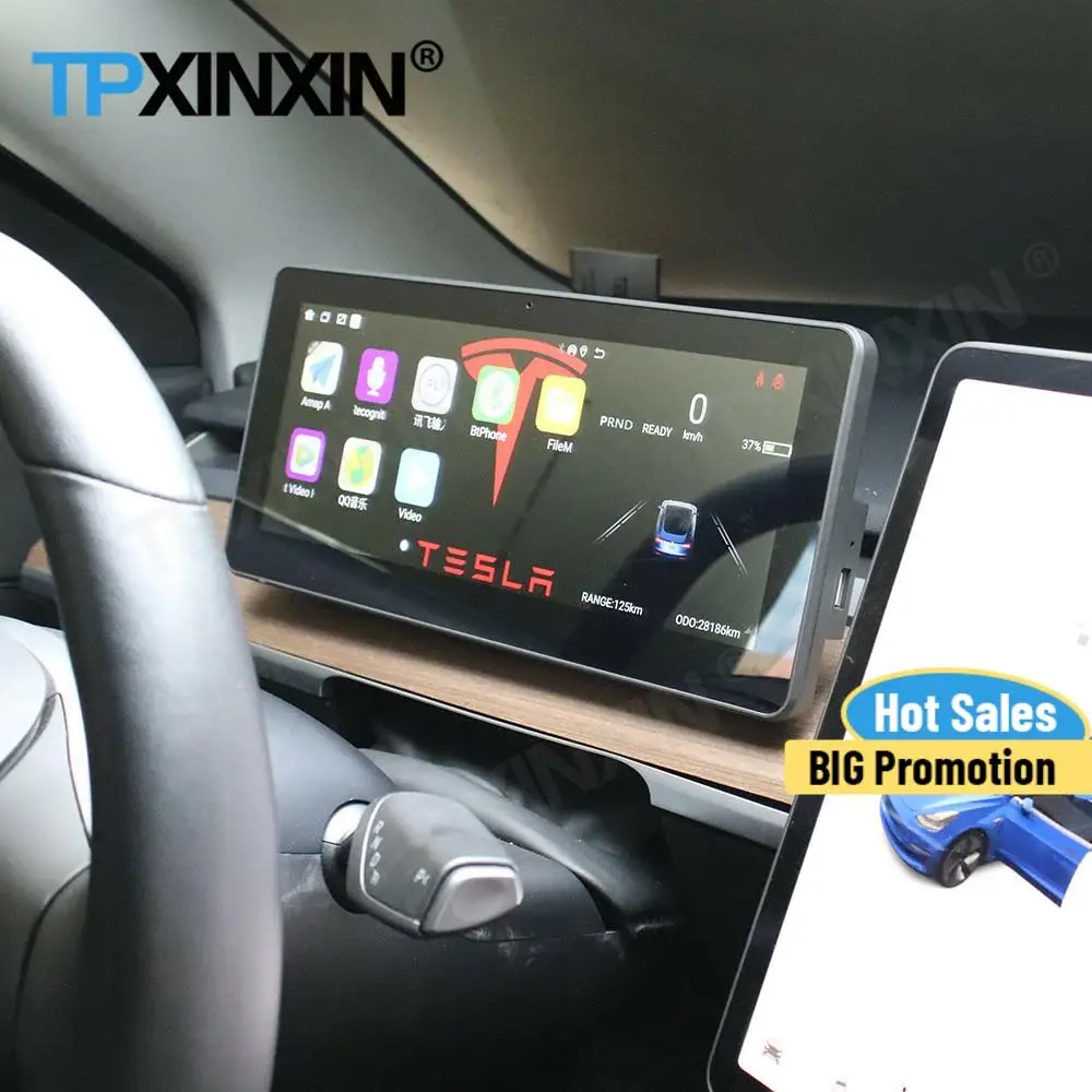 

Android Digital Dashboard Panel Virtual Instrument Cluster Support GPS IPS Screen Center Speedometer For Telsa Model 3 Universal