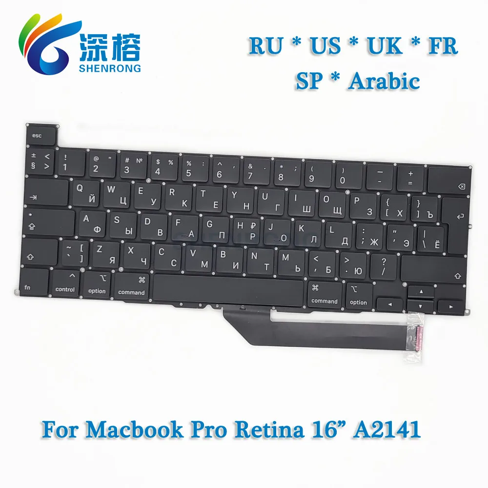 New A2141 Keyboard EU UK US English FR French Spanish German Russian Arabic For MacBook Pro Retina 16