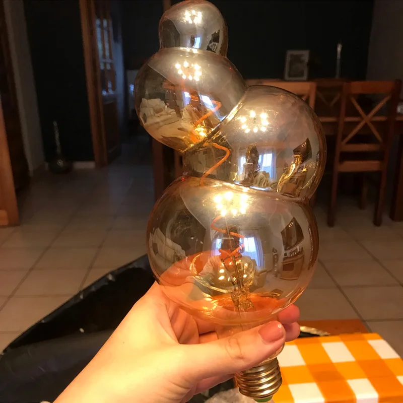 E27 Retro LED Shaped Filament Bulb 4W E27 LED Soft Filament Bubble Light Warm Yellow 220V Decorative Light