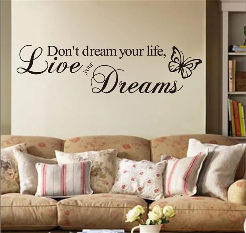 Don\'t Dream Your Life Art Vinyl Quote Wall Sticker Wall Decals Home Decor Live Your Dreams