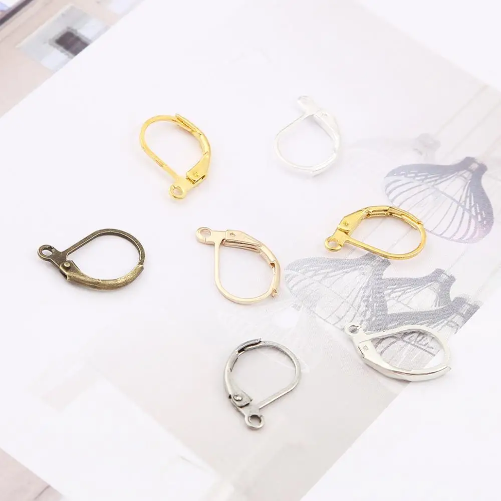 10pcs 10*16mm Copper Hypoallergenic Rose Gold French Earring Hooks Wire Ear Clasps Settings Base for DIY Jewelry Making