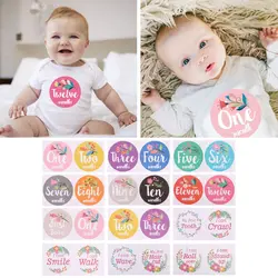 First Year Baby Monthly Milestone Photo Sharing Baby Belly Stickers Birth to 12 Months and 8 Bonus Achievement Stickers