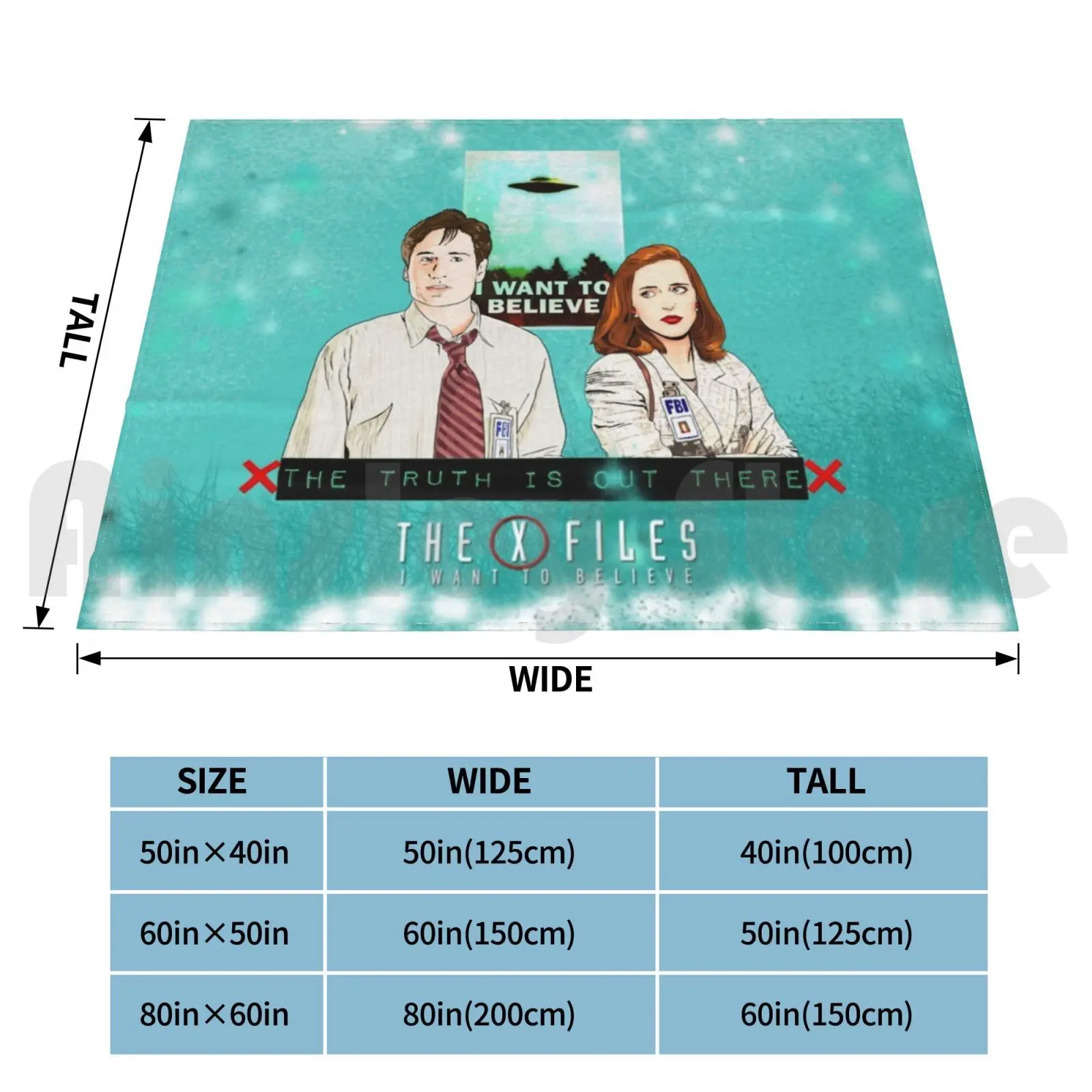 The X Files Fox Mulder And Dana Scully The Truth Is Out There Cyan Background Blanket Fashion Custom 1410