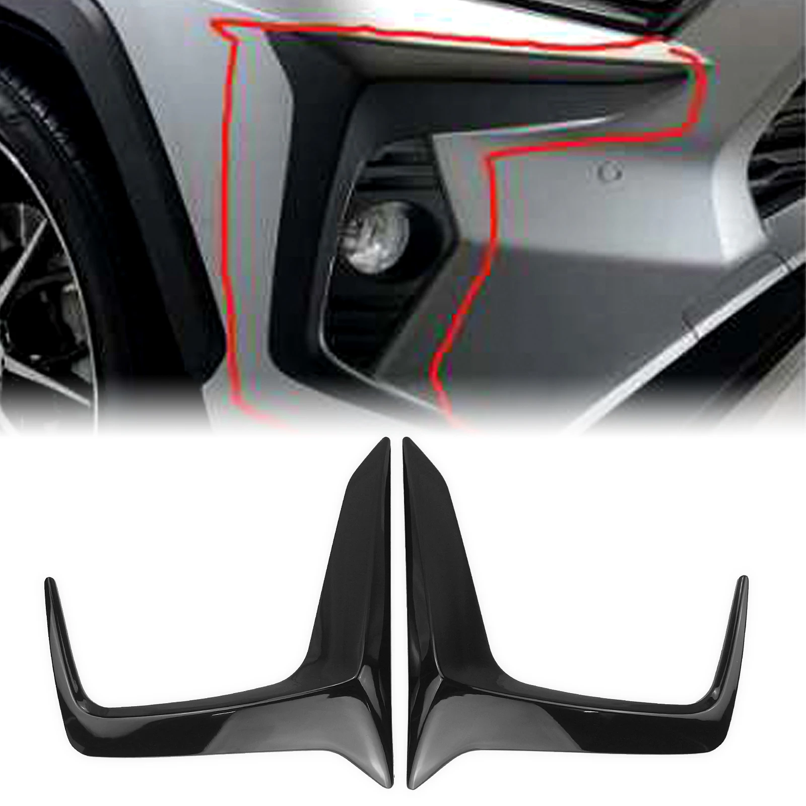 

For Toyota RAV4 RAV 4 2019 2020 2021-2024 Front Bumper Fog Light Frame Splitter Air Intake Vent Lamp Cover Spoiler Eyebrow Bezel