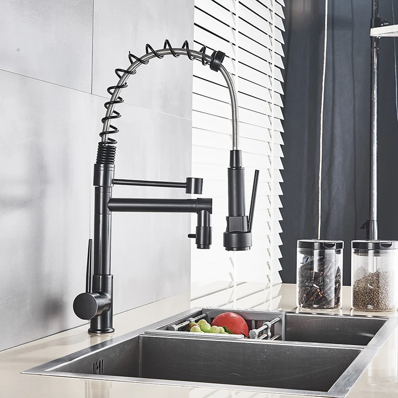 Shinesia Chrome Finished Pull Out Spring Kitchen Faucet Swivel Spout Vessel Sink Mixer Tap Hot and Cold