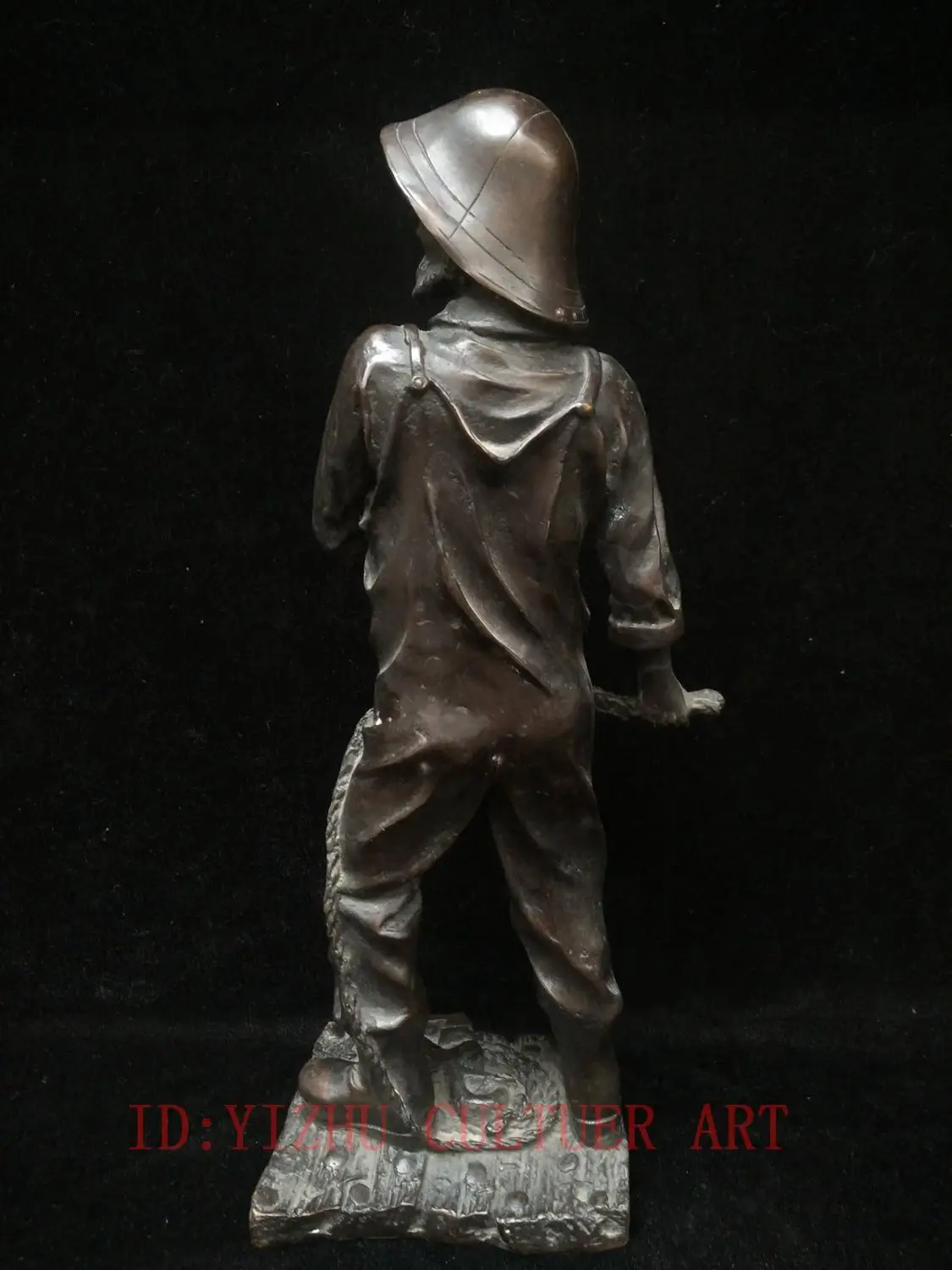 YIZHU CULTUER ART Size 14 Inch Collection Old Bronze Carved Seaman Figure Statue Decoration