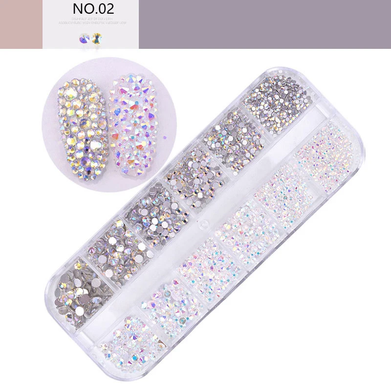 Strass di vetro Multi formato colori misti con retro piatto AB 3D Charms suggerimenti fai da te decorazioni per unghie