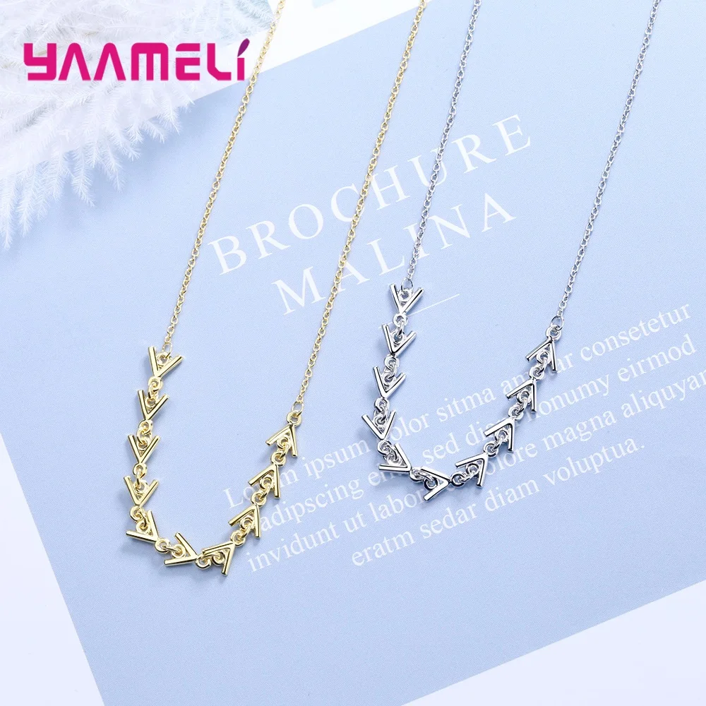 HOT SALE 925 Sterling Silver Needle Jewelry Necklace Cute Fishbone Clavicle Chain Necklaces Nice Femme Women S925 Gift Jewellery