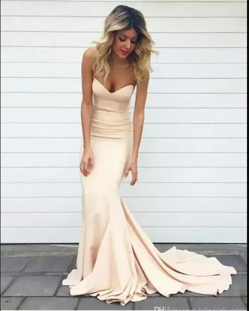 Simple Mermaid evening Prom gown Nude Color Sweetheart vestido de noiva 2025 Long Women Party Gowns Mother of the Bride Dresses