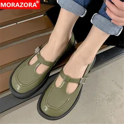 MORAZORA 2024 Big Size 43 Flat Shoes Women Loafers Buckle Hollow Out Fashion Web Celebrity Spring Casual Single Shoes Ladies