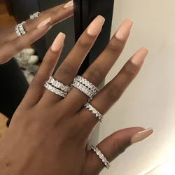 925 Sterling silver Stunning Lady ring Heart& Oval Moissanite Zircon Engagement wedding band Rings for women Bridal Jewelry